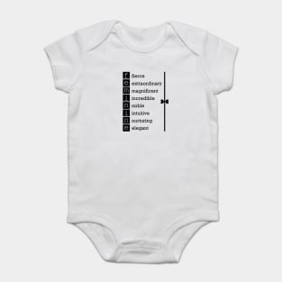 Feminine inspirational words in black Baby Bodysuit